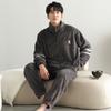 Korallenfleece Pyjama Herren Herbst und Winter Fleece Verdickt Warm Herren Flanell Winter Große Größe Loungewear Set