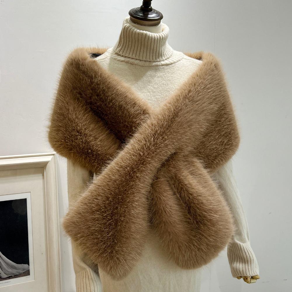 Warm Shawl Stage Evening Dress Bridal Cape Scarf Women's Autumn/winter Popular Faux Fox Fur Wrap