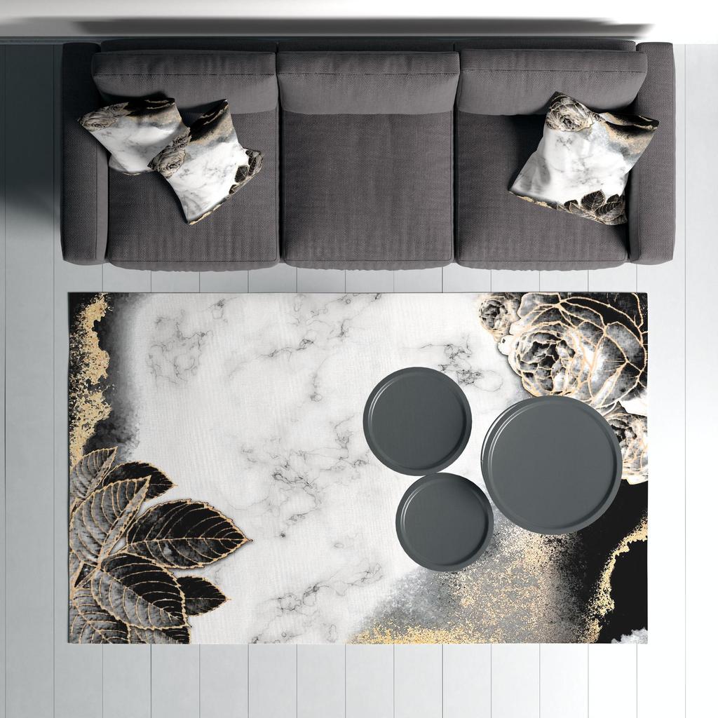 Decorative Special Design Modern Floral Marble Pattern Washable Non-Slip Floor Carpet