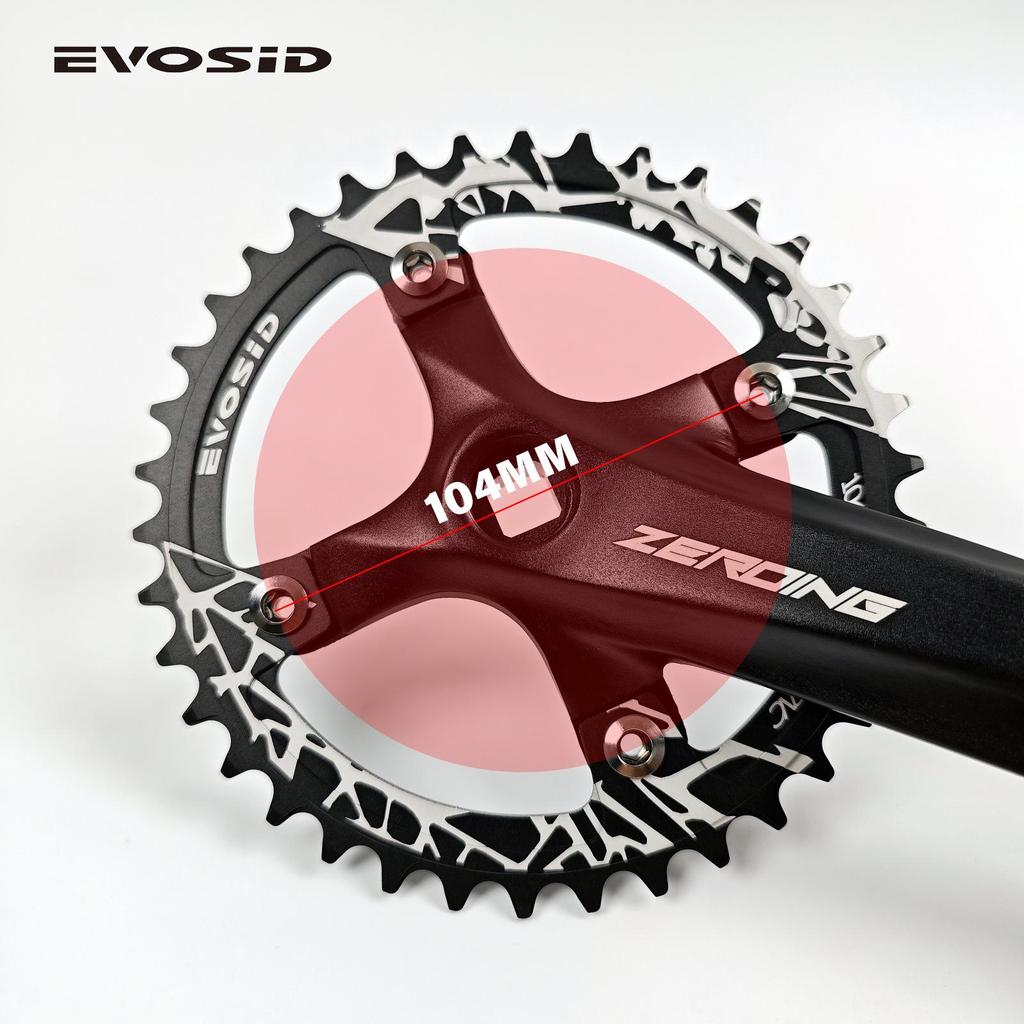 EVOSID Single Chainring 104BCD 32/34/36/38T Sprocket for 10/11/12 Speed Crankset.