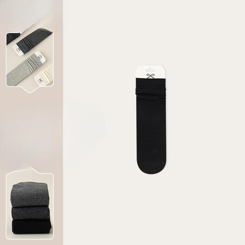 

Rolled-up Pile Socks for Women, Mid-calf Cotton Socks, Summer Thin Grayish-white Moon Long Socks, Spring and Autumn Boneless Socks 1 pair