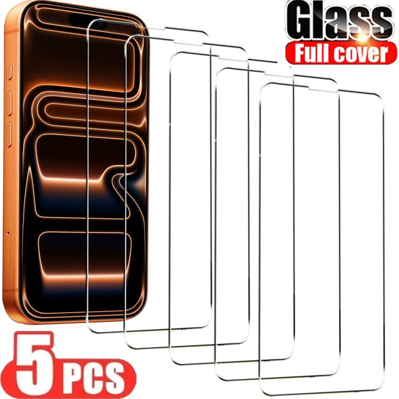 

5 pçs vidro temperado transparente para iphone 17 pro max hd capa completa protetor de tela para iphone ar telefone acessórios vidro protetor iphone 11 чистый