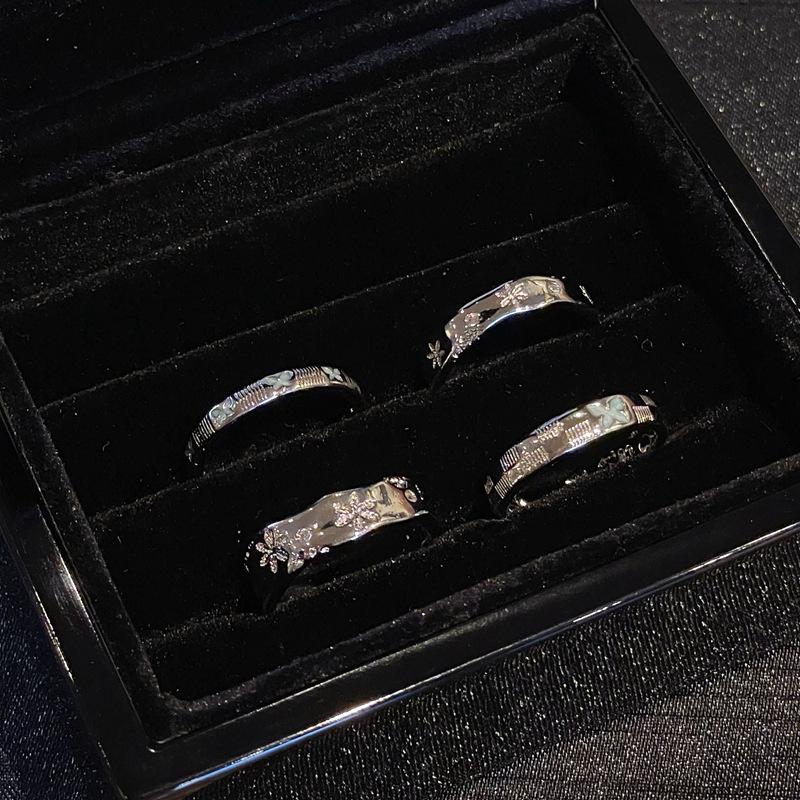 Schlichter einfacher Ring Schmetterling Emaille Tropföl Partnerring Hochwertig Exquisit Öffnung Verstellbar Accessoires