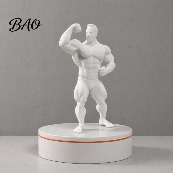3D Printing Ornaments Printed Bodybuilder Muscle Man Figurine, Mini Fitness Athlete Desk Ornament, Detailed PLA Model Sculpture for Gym Office Gaming