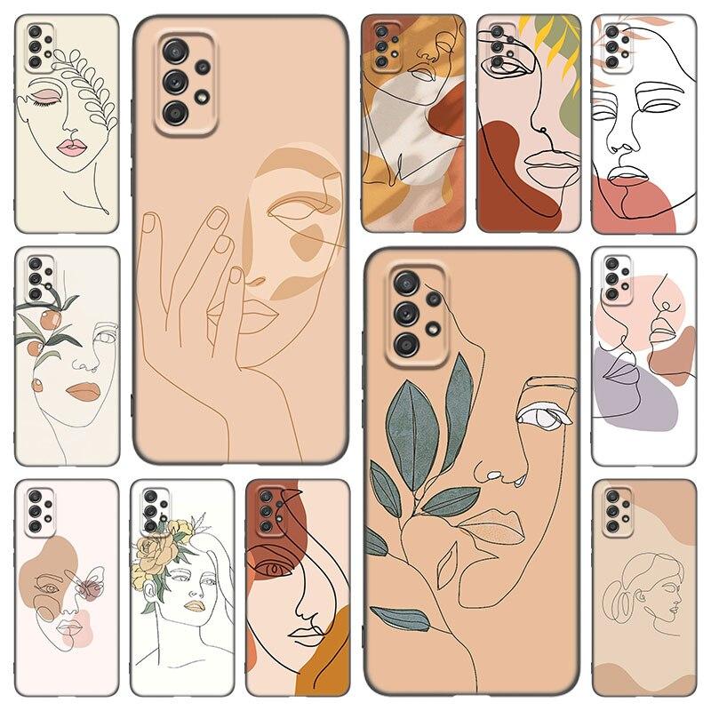 

Женский чехол для телефона с абстрактным лицом и линией лица для Samsung Galaxy A21 A30 A50 A52 S A13 A22 A23 A32 A33 A53 A73 5G A12 A31 A51 A70 A71 A72