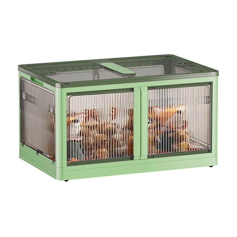 Large Capacity Storage Box Foldable Storage Cabinet with Wheels PP Transparent Sundries Storage Bin Book Toy Cloth Organizer Box