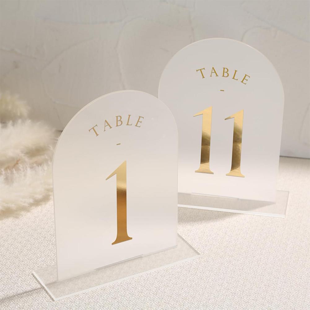 Clear Arch Acrylic Table Numbers with Stand White Arch Wedding Table Numbers for Centerpiece Reception Wedding Party Event