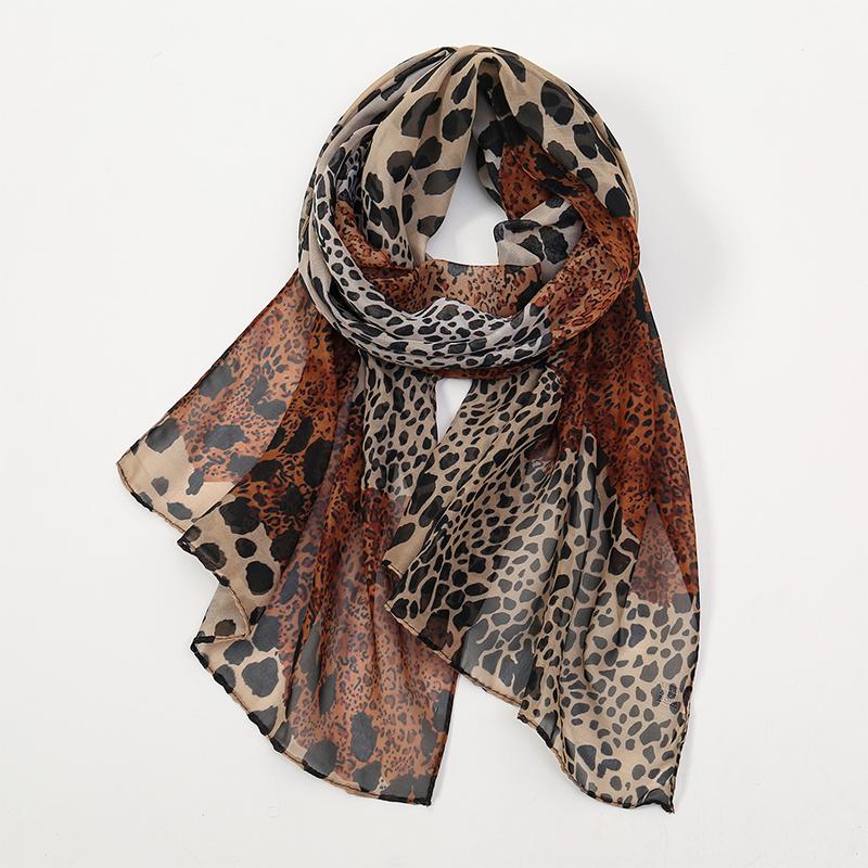 50X160cm Echarpe Fine En Mousseline De Soie Imprimee Leopard Pour Femmes Musulmanes, Chales Hijab, Enveloppes Respirantes