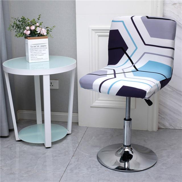 Bedruckter Barhockerbezug mit niedriger Rückenlehne, kurzer Stretch-Barhocker-Sitzbezug für Café-Esszimmer, Polyester-Spandex, Heimdekoration, Stuhlhussen 1 Piece