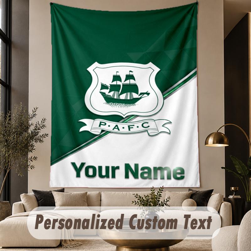 Custom Text Tapestry Plymouth Argyle FC Print Wall Tapestry Indoor Living Room Wall Decor