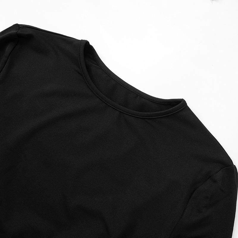 Modisches langärmliges rückenfreies sexy T-Shirt für Damen, modisch, Slim Fit, Basis, Schnürung, schwarze T-Shirts für Damen, Frühling und Herbst, Street-Casual-T-Shirt, Tops 25553
