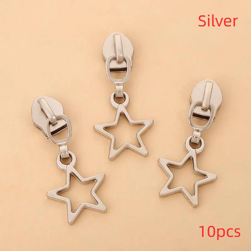 Star Zipper Slider Puller 10 Pack Universal Replacement for Jacket Nylon Zips Purses Backpacks Luggage Kids Bags
