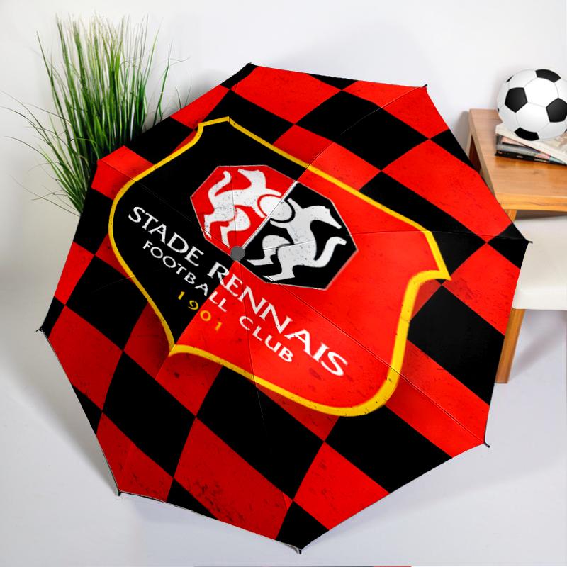 Stade Football Club Crest Automatic Folding Umbrella - 8-Rib Travel Umbrella with Auto Open/Close & Portable, Gift for Christmas, Birthdays