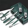 6 Pcs Portable Nail Scissors Sets Carbon Steel Green Black Nail Clippers Scissors File Manicure Beauty Tools Kit Full Function