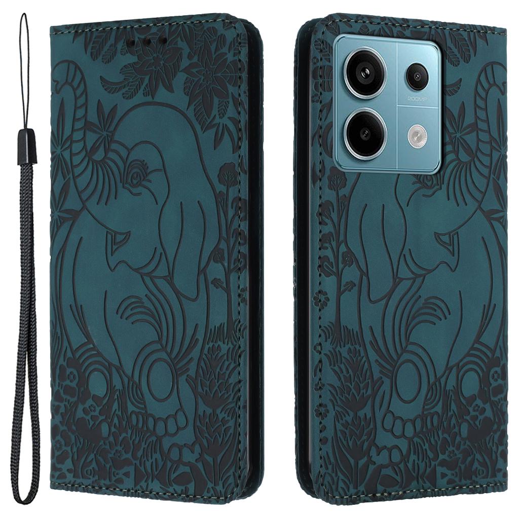 For Xiaomi Redmi Note 13 5G Leather Case Elephant Pattern Wallet Phone Cover