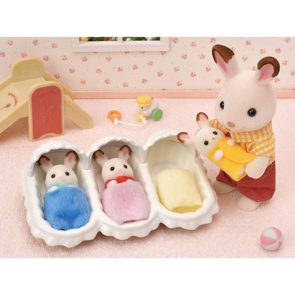 EPOCH Sylvanian Families Chocolate Rabbit Triplet Care Set ST Mark Certified Toy for Ages 3+