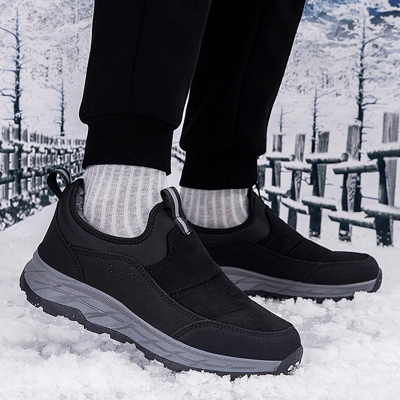 Plush Slip-on Cotton Shoes Warm Loafers Men Women Winter Outdoor Walking Hiking Sports Shoes Anti-slip Flat Shoes