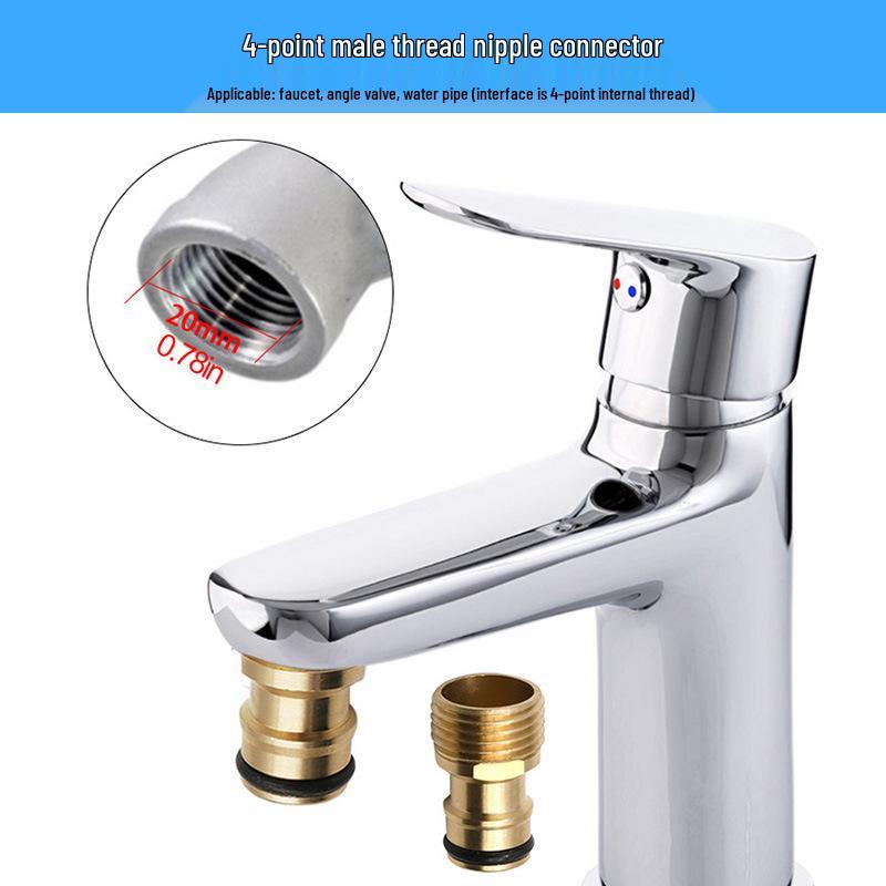 4-Minute Nipple Connector Water Gun Nozzle - 1/2" Thread Garden Car Wash Quick Connector