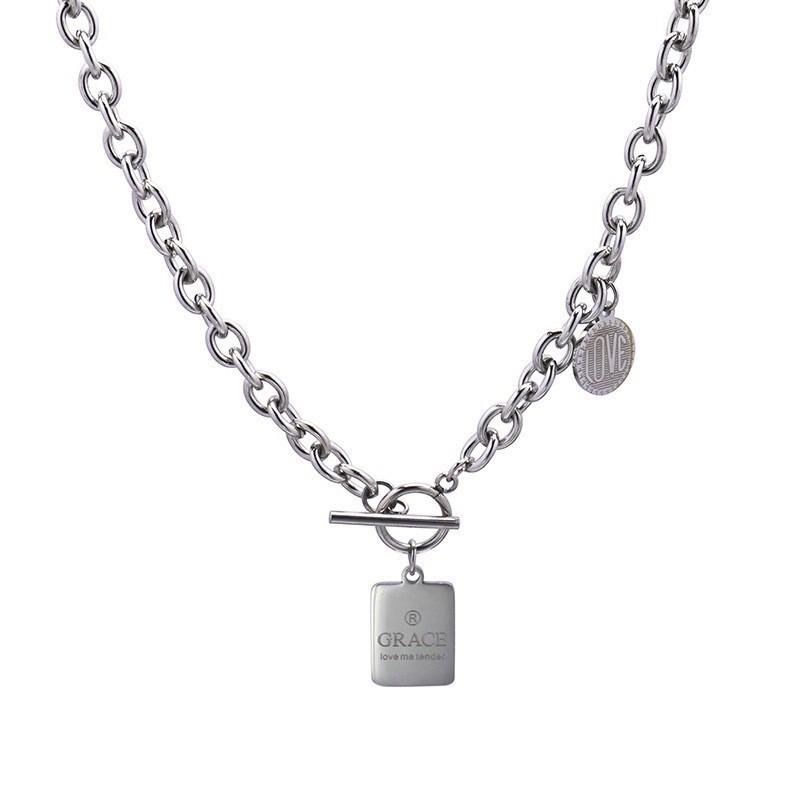 Ins Trendy Inspired Titanium Steel Choker Necklace For Women With Unique Letter Pendant