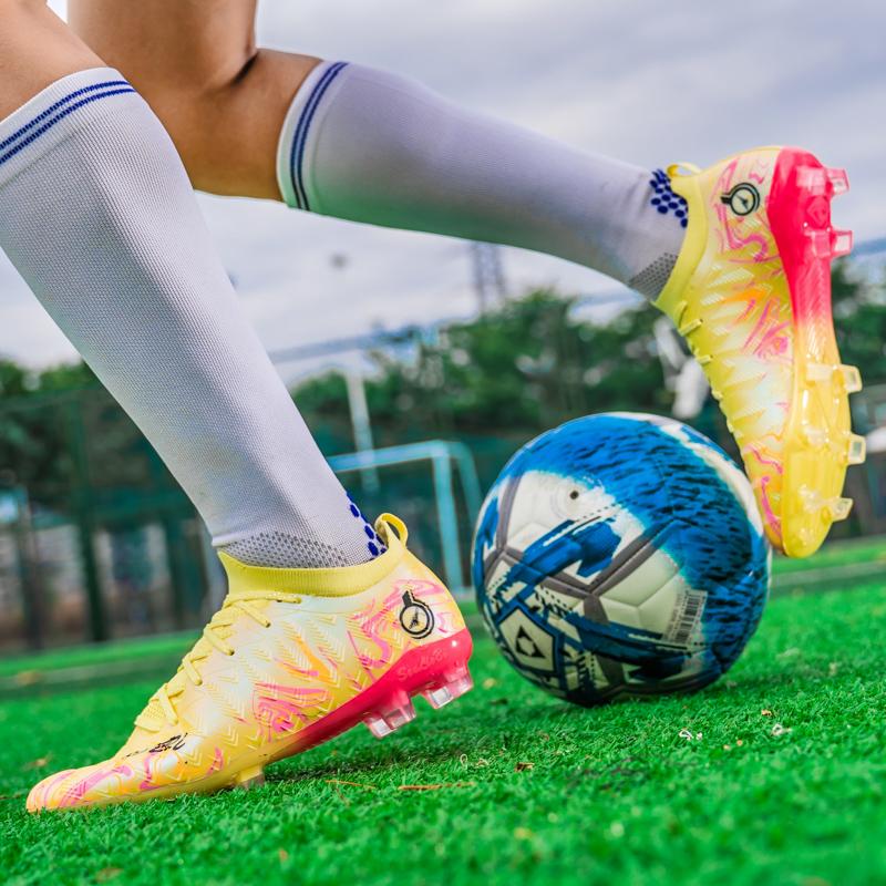 33-46 Men's High Top Elastic Sock Mouth Football Boots Outdoor Long Spikes Sports Football Boots Large Size Youth Sports Kid's Football Boots