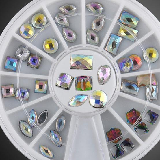 36Pcs/Wheel 3D Colorful Nail Art Rhinestones Glitters Tip Decoration Manicure