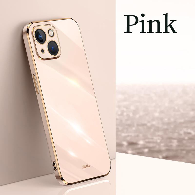 Bling Glitter Square Plating Soft Case For iPhone 14 13 12 11 Pro Max X XR XS Max 8 7 6S 6 Plus Gold Frame Silicone TPU Cover