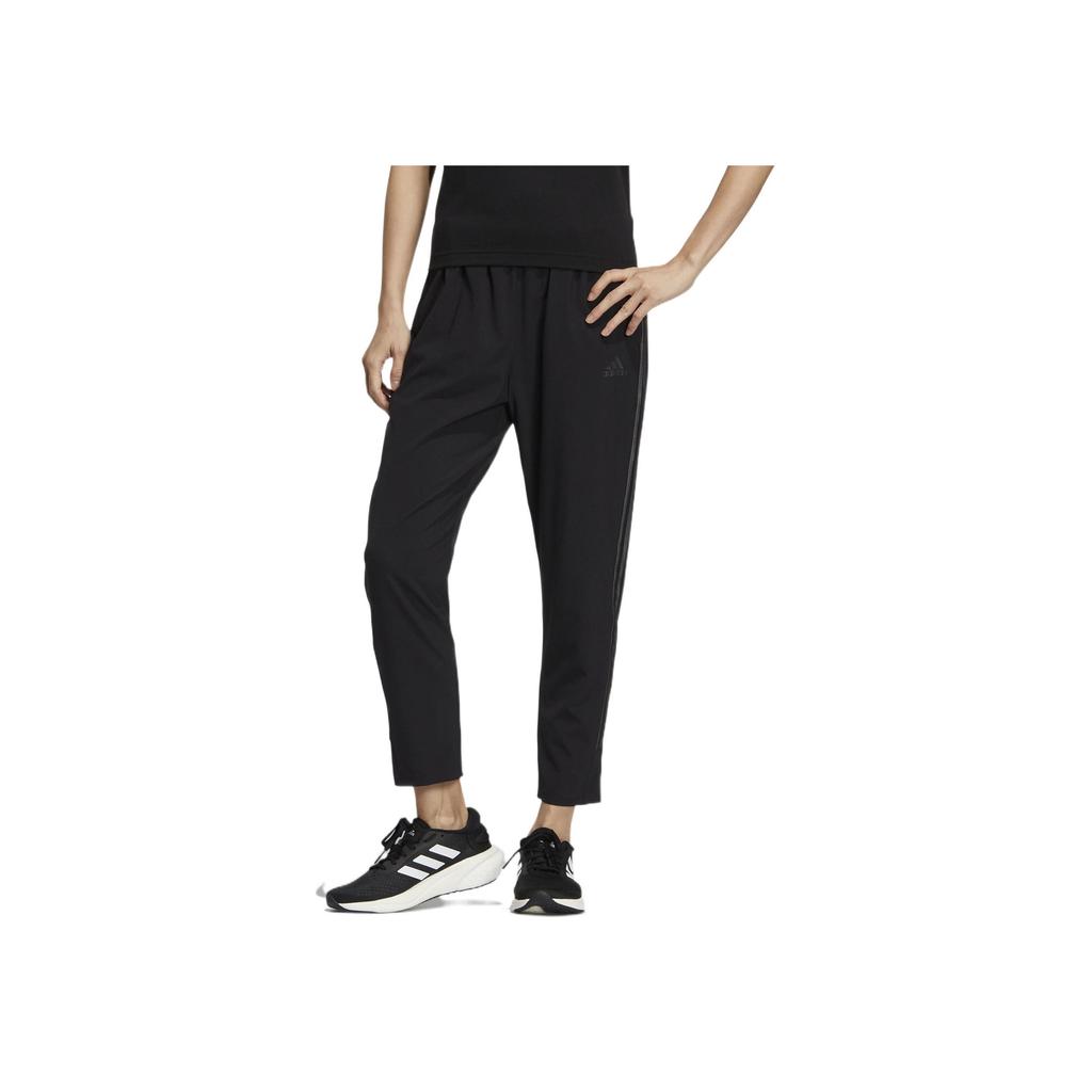 Adidas Logo Print Three Stripes Straight Leg Casual Pants Women Bottoms Black HM7081