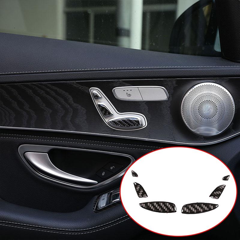 Soft Carbon Fiber For Mercedes Benz C Class W205 GLC Class 2014- Interior Door Decoration Panel Cover Trim Car Accessories