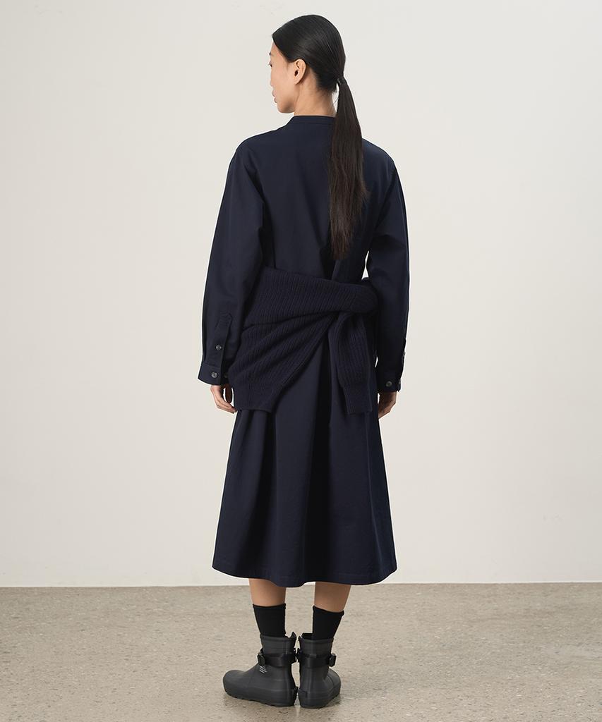 Leopeusaideuhwaiteulabel Stand Collar Shirt Dress Navy
