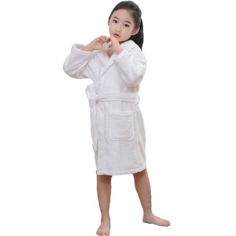 Girls' Hooded Cotton Bath Robe - Thick, Absorbent Toweling for Autumn/Winter Swimming & Sleeping