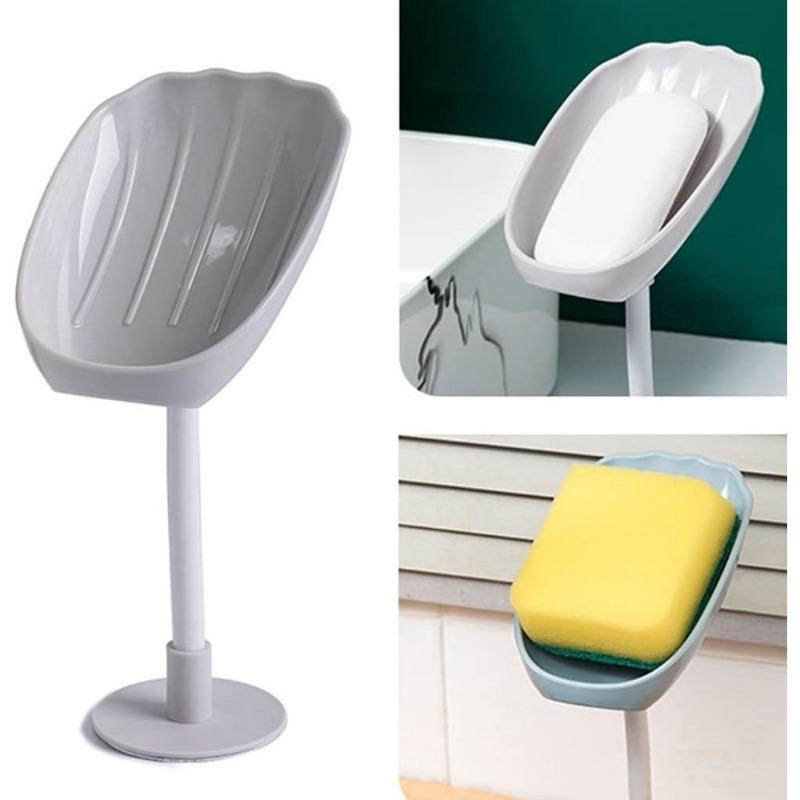 2pcs Soap Box, Bathroom Shell Shaped Storage Box, No-Punch Mobile Suction Cup Type, Soap Box for Bathroom Use
