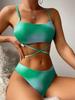 2024 Tie-Dye Women's Three-Piece Bikini Set with Mesh Skirt