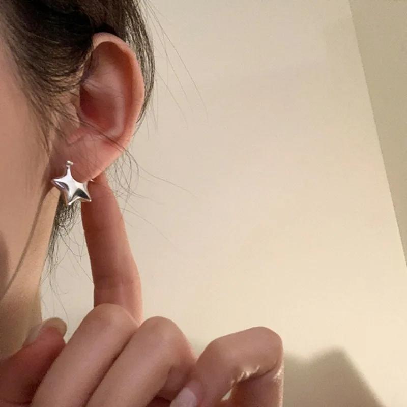 New Trendy Classic Pentagram Hoop Earrings for Women Personality Stainless Steel Star Stud Earrings Rock Jewelry Accessory