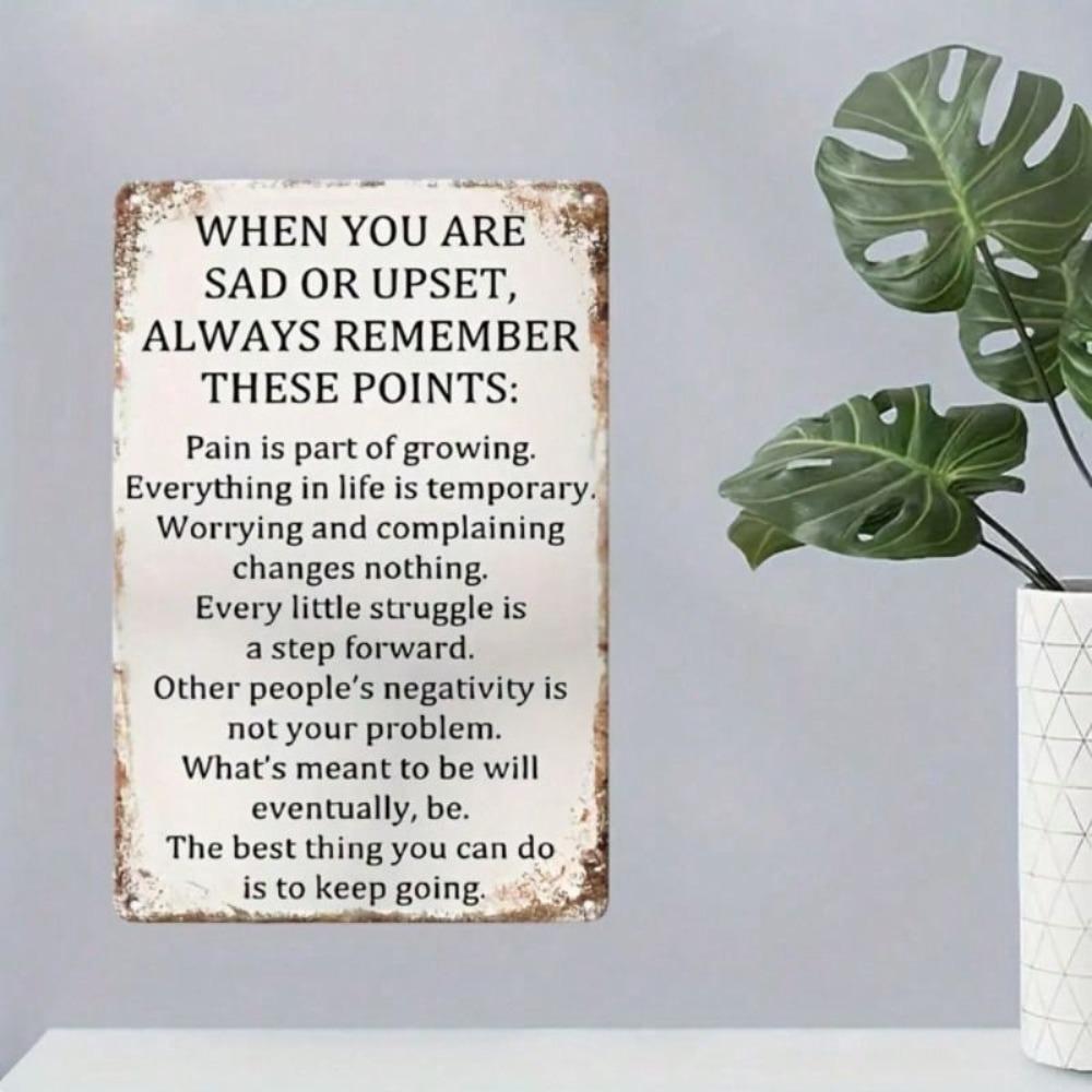 Vintage Metal Poster Motivational Quote Wall Decor for Home Cafe