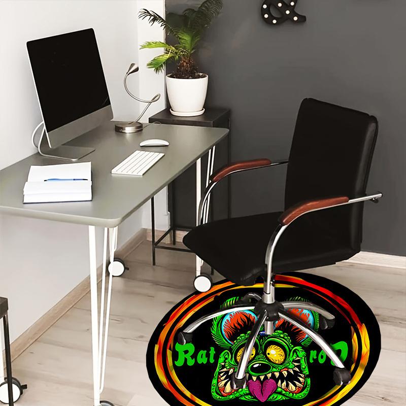 

1pc Rat Rod Logo Design Round carpet, Made of Polyester,Perfect for Decorating Office Chairs, Living Rooms 80cm