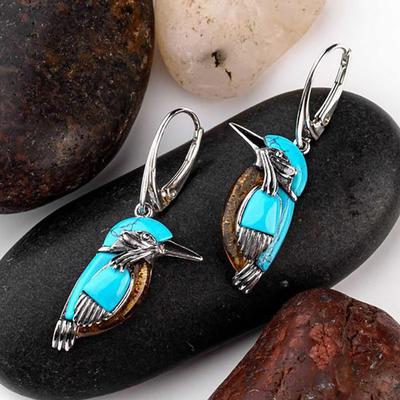 Vintage Damen exquisite Haken baumeln Bernstein Kolibri Vogel Ohrringe Verlobung Hochzeit Ohrringe Geburtstag Jahrestag Geschenk Schmuck