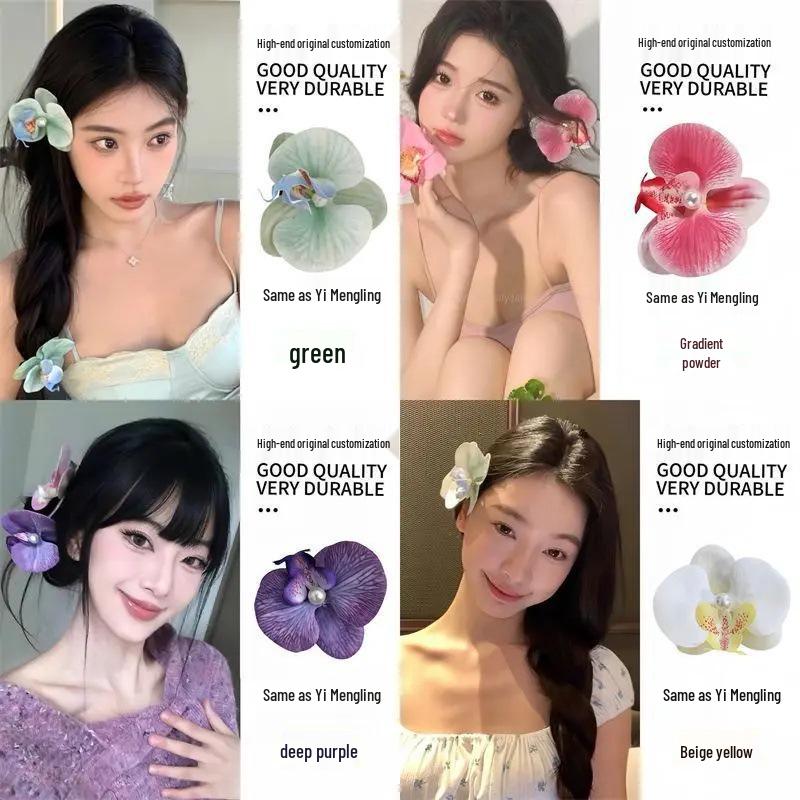 Butterfly Orchid Flower Hair Clip for Women - Side Bangs Clip with Free Shipping