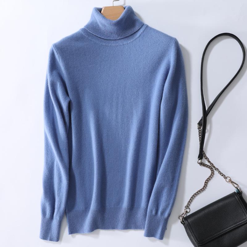 Women's High Neck 100% Pure Wool Sweater - Cashmere Knit Inner Layer Cardigan for Autumn & Winter