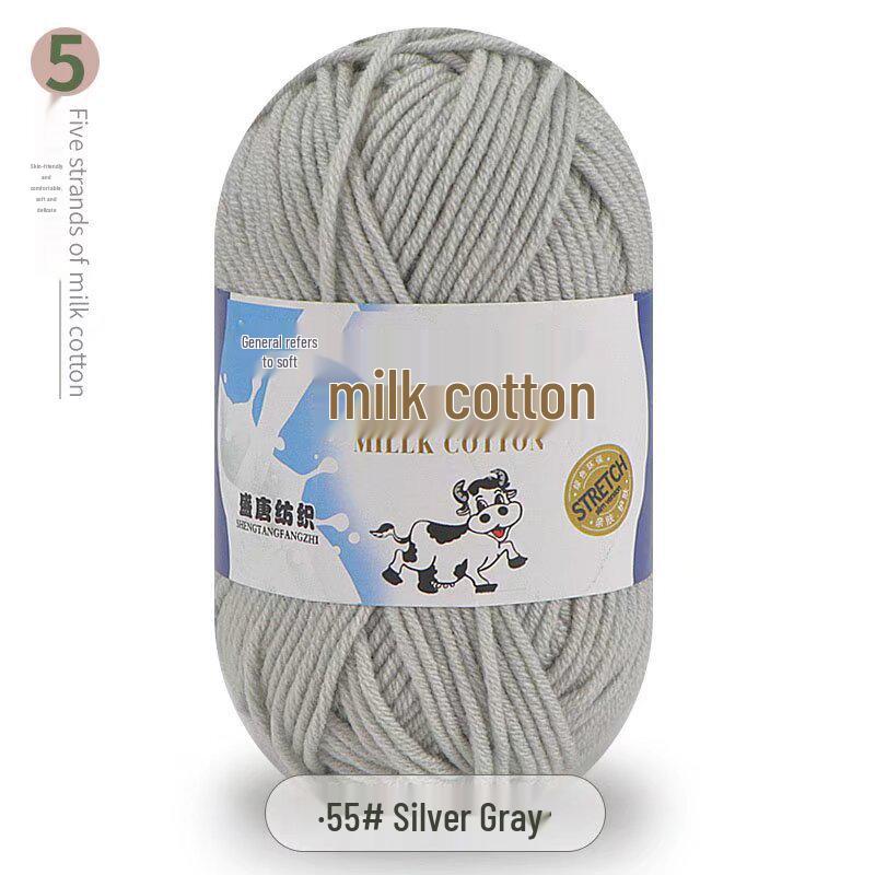 Five-Strand Milk Cotton Yarn for Crochet: Medium-Thick, Hand-Knitted DIY Kit for Dolls, Shoes, Scarves.