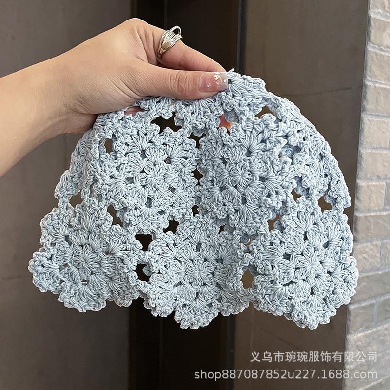 Knitted Floral Pattern Wool Hat For Women Spring Summer Breathable Fashion Accessory