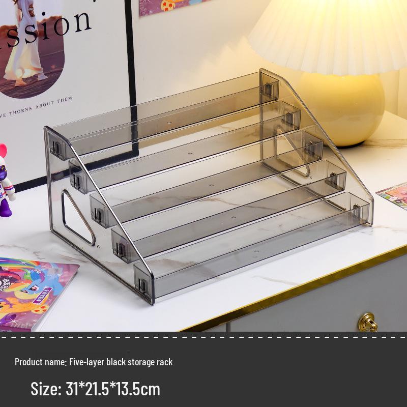 Translucent Gray Acrylic Multi-Layer Card Storage Box for Ultraman, Yu-Gi-Oh!, and My Little Pony Cards