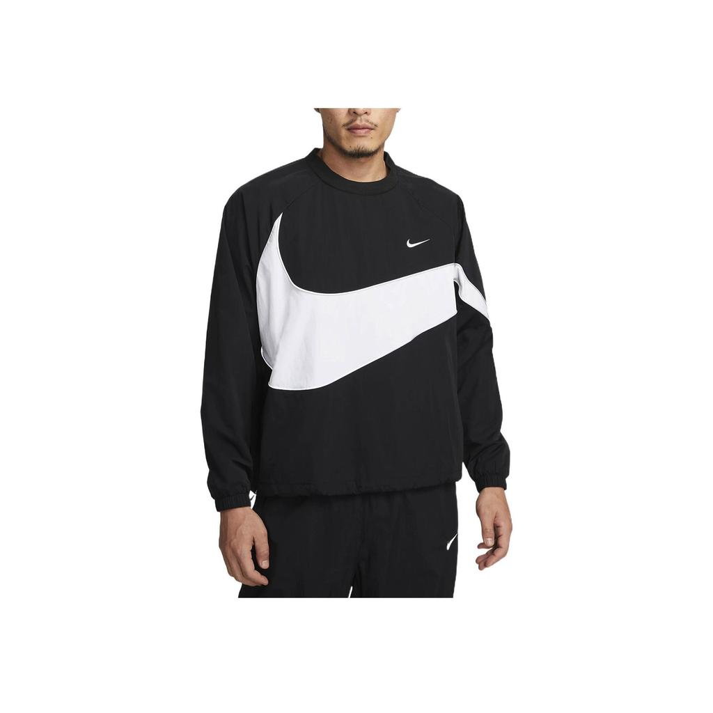Nike Mens Black White Swoosh Woven Jacket DX0661-010