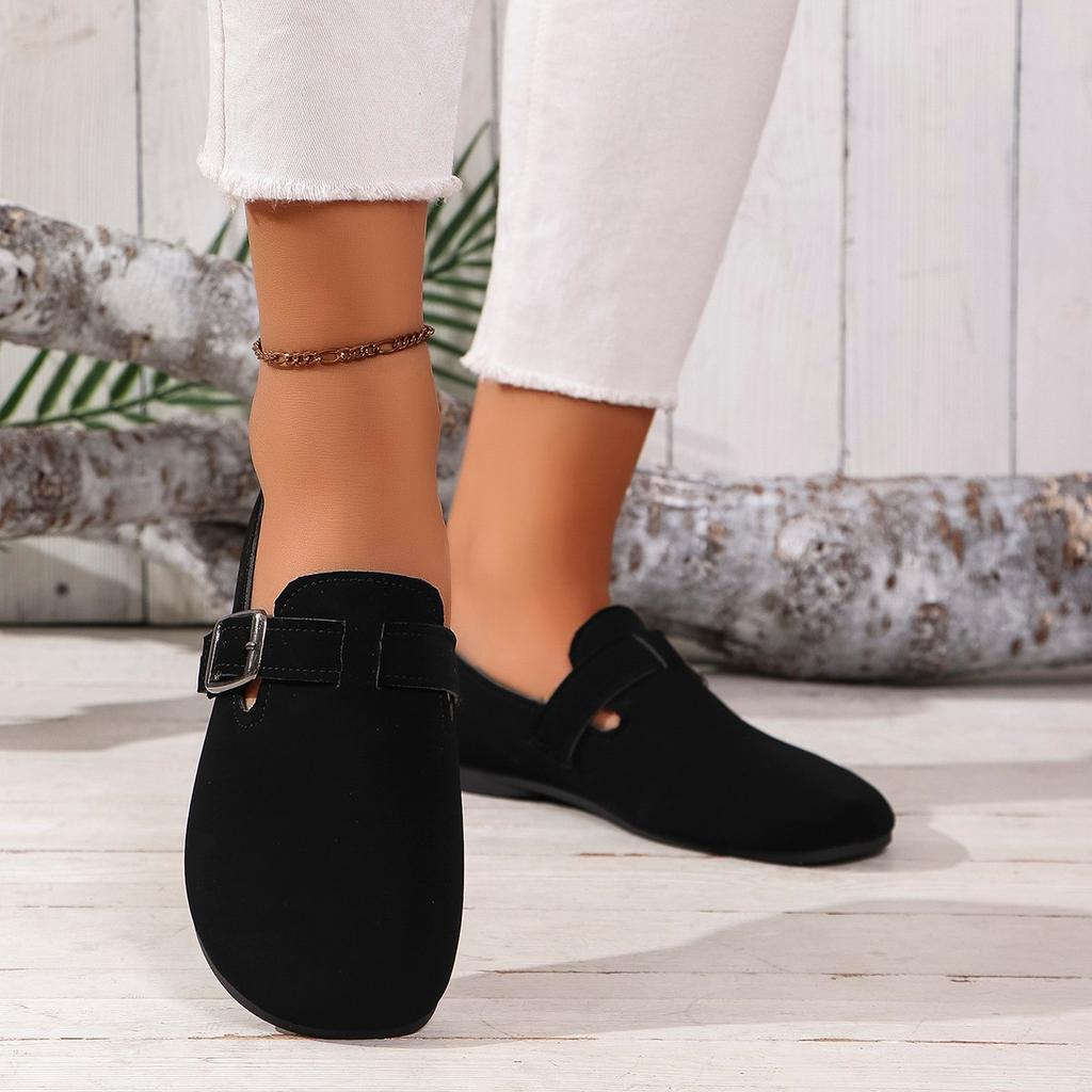 Fashion Women Flats Shoes Fashion Suede Flats Clogs Cork Insole Sandals with Arch Support Outdoor Beach Slides Home Shoes for Women