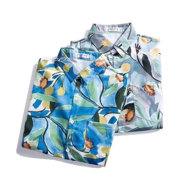 Men'S Retro Shirt, Men'S Summer Outfit, Student Loose Fit, Niche Design, Casual Men'S Top, Outerwear, Beach Top