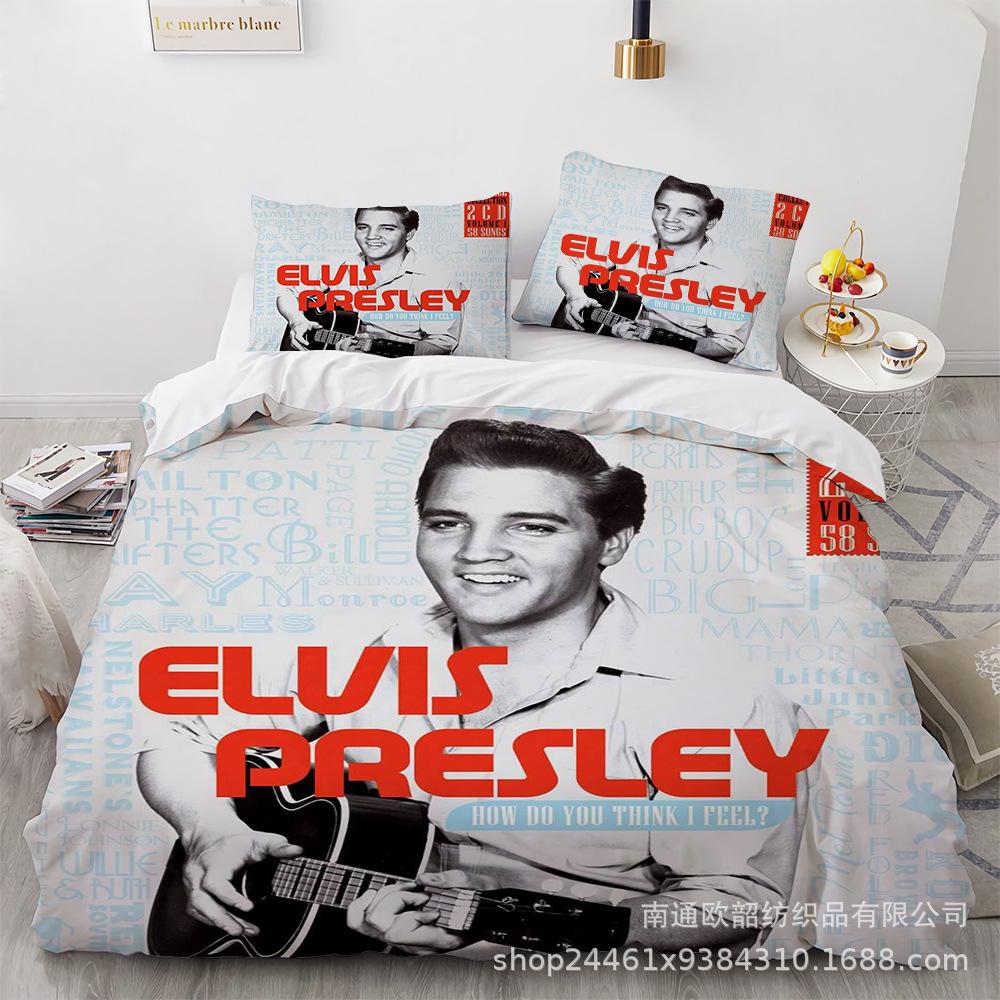 Größe 3D Digitaldruck Elvis Presley Heimtextil Quilt-Set Dreiteilig
