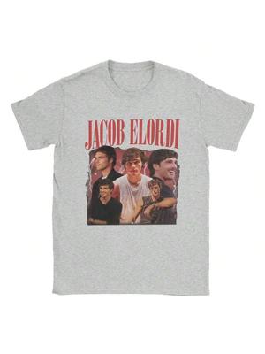 Mode Jacob Elordi Vintage 90er T-Shirts für Herren O-Ausschnitt Baumwoll-T-Shirts Kurzarm T-Shirt Grafik Kleidung