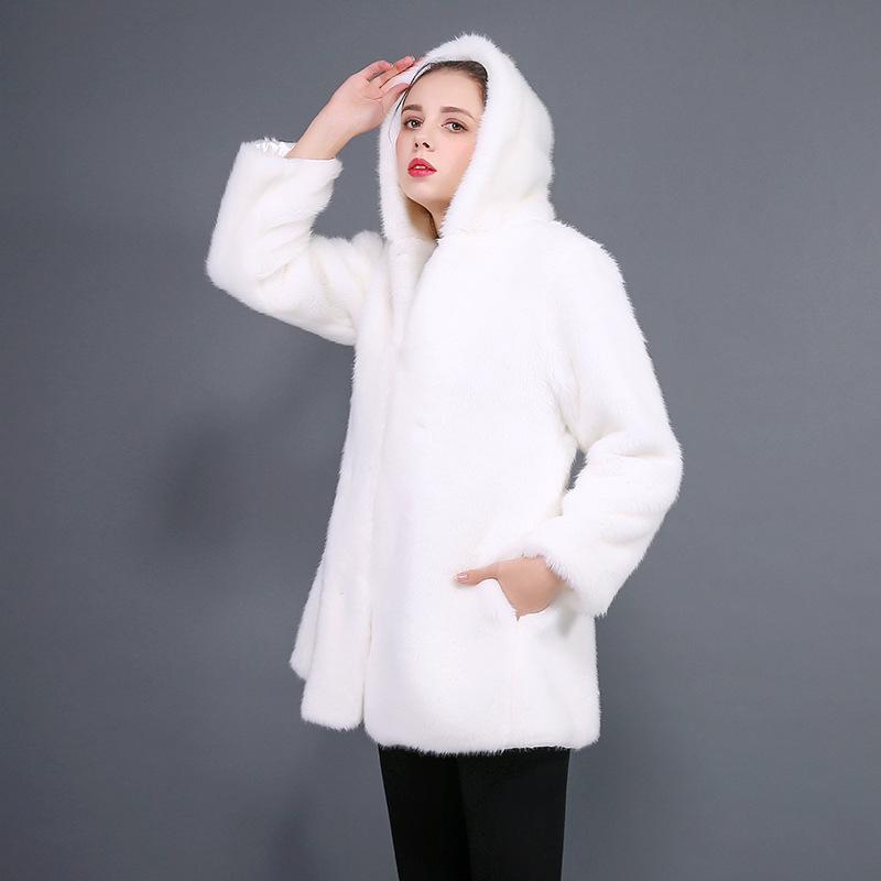 Women's Faux Mink Fur and Leather Long Coat (2021)