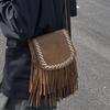 High-value simple retro bag women's 2025 new fashion shoulder bag suede fringed messenger bucket bag