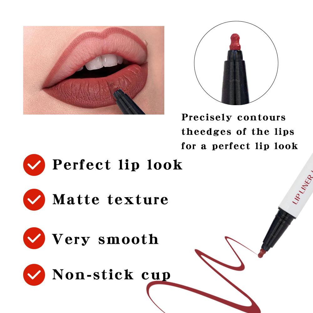 Multifunctional Lip Liner Matte Liquid Lipstick Pen Non-stick Cup Lip Gloss Solid Color Lip Glaze Pen Long-lasting Waterproof Sweat Makeup