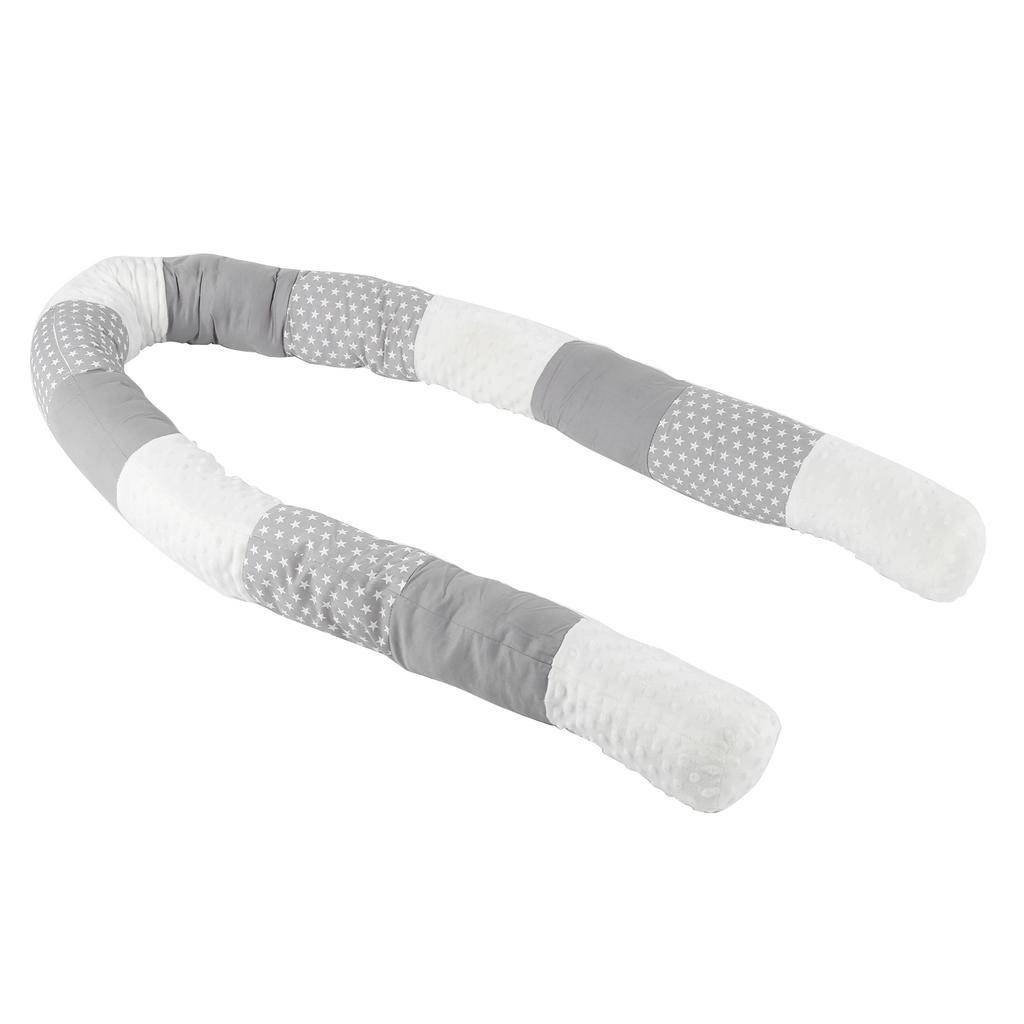 Baby Crib Bumper Cotton Snake Pillow Cushion Soft Infant Bed Protector Fence DecorGray Splicing